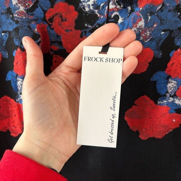 NWT‎ Frock Shop XL Black Red Sleeveless Floral Dress - Picture 7 of 14